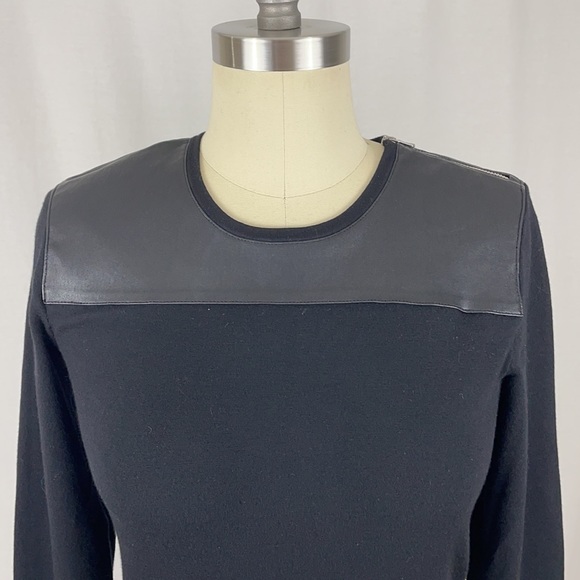 Ralph Lauren Black Label Tops - Ralph Lauren Black Label Wool & Leather Top